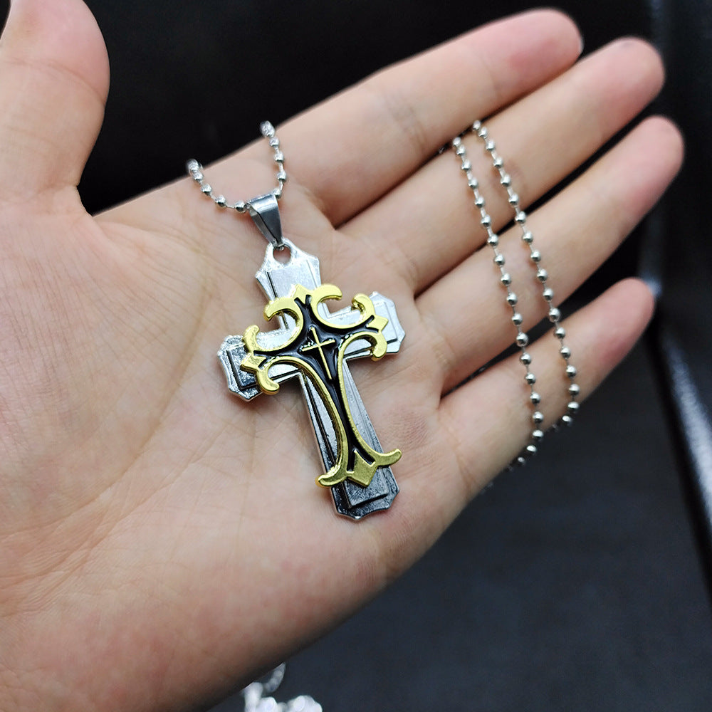 Wholesale Oil Dripping Mechanical Sense Metal Cross Alloy Retro Necklace